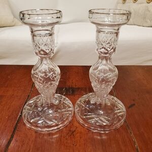 Vintage Waterford Crystal pair of candle holders 7.5" tall
